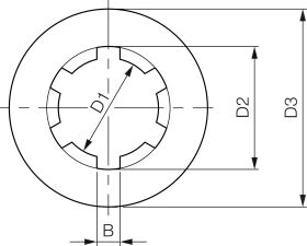 Tuleja wieloklinowa DIN ISO 14 bez kołnierza, KN 21x25 brąz Rg7 - 2