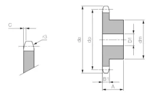 Koło łańcuchowe z piastą nierdzewne jednorzędowe 1''x17,02mm Z18 - 2