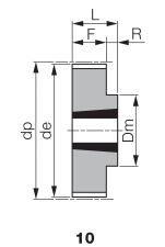 Koło pasowe zębate profil HTD® pod Taper Lock® TL 36 5M 15/15F, TL1108 - 3
