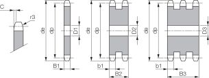 Koło łańcuchowe bez piasty jednorzędowe 5/8''x3/8'' Z14 - 2