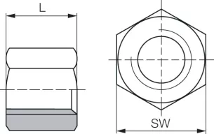Nakrętka trapezowa sześciokątna prawa, stal automatowa Tr 44x7 - 2