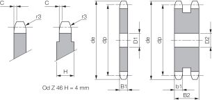 Koło łańcuchowe bez piasty jednorzędowe 8x3mm Z17 - 2