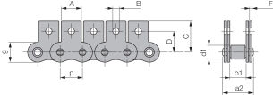 Łańcuch rolkowy standardowy z zabierakiem DIN 8187 jednorzędowy 1”x17,02mm, zabierak  MK1/01 - 2