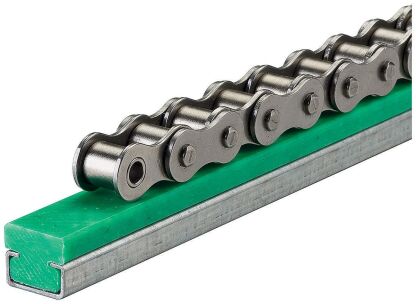 Prowadnica łańcucha rolkowego jednorzędowego, typ płaski, w stalowym C-profilu profil 5