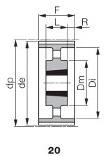 Koło pasowe zębate profil calowy pod Taper Lock® TL 18 H 150/16F, TL1210 - 4