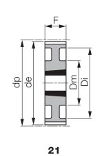 Koło pasowe zębate profil calowy pod Taper Lock® TL 23 L 075/15F, TL1108 - 4