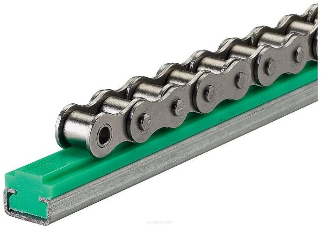 Prowadnica łańcucha rolkowego jednorzędowego, typ T, w stalowym C-profilu profil 6, 5/8”x3/8”