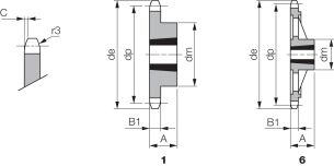 Koło łańcuchowe pod Taper Lock® jednorzędowe 3/8''x7/32'' Z18, TL1008 - 2
