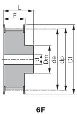 Koło pasowe zębate GT otwór technologiczny 22 3MR 09/6F - 3