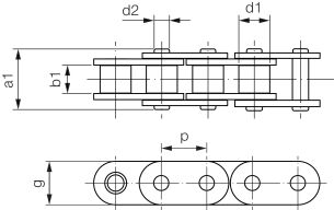 Łańcuch rolkowy standardowy z prostymi płytkami DIN 8187 jednorzędowy 3/4”x7/16” - 2