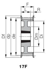 Koło pasowe zębate profil calowy pod Taper Lock® TL 60 L 100/19, TL1610 - 3