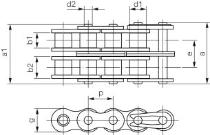 Łańcuch rolkowy IWIS DIN 8187 dwurzędowy 2”x31mm  - 2
