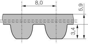Pas zębaty poliuretanowy Poly Chain GT Carbon™  PCC 8MGT 800 21, Z100 - 2