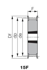 Koło pasowe zębate profil calowy pod Taper Lock® TL 21 L 075/15F, TL1108 - 3