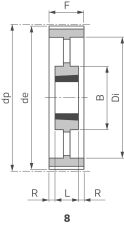 Koło pasowe zębate Poly Chain® pod Taper Lock® 14M 192S 68/8, TL4030 - 6