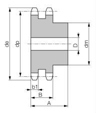 Koło łańcuchowe z piastą hartowane zęby dwurzędowe 3/8''''x7/32'''' Z21 - 2