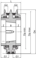 Koło pod pasy klinowe z przestawnym rowkiem pod Taper Lock® dwurowkowe PBR2DV167 TL1615 - 2