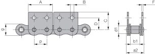 Łańcuch rolkowy standardowy z zabierakiem DIN 8187 jednorzędowy 1/2”x5/16”, zabierak  MK2/02 - 2