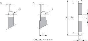 Koło łańcuchowe bez piasty jednorzędowe 1/2''x3/16'' Z65 - 2