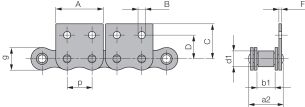 Łańcuch rolkowy standardowy z zabierakiem DIN 8187 jednorzędowy 1”x17,02mm, zabierak  M2/02 - 2