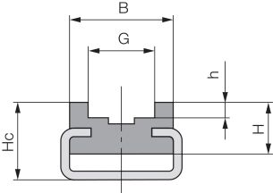 Prowadnica łańcucha rolkowego jednorzędowego, typ T, w stalowym C-profilu profil 7,  1”x17,02mm - 2