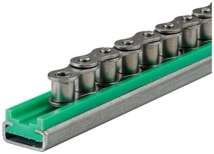 Prowadnica łańcucha rolkowego jednorzędowego, typ T, w stalowym C-profilu profil 7,  1”x17,02mm