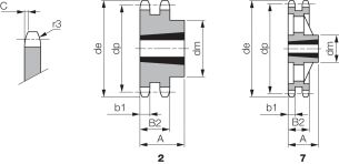 Koło łańcuchowe pod Taper Lock® dwurzędowe 1/2''x5/16'' Z25, TL2012 - 2