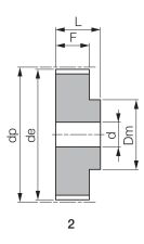 Koło pasowe zębate profil calowy z otworem technologicznym 19 XL 037/2F - 2