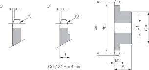 Koło łańcuchowe z piastą jednorzędowe 1/2''x1/8'' Z15 - 2