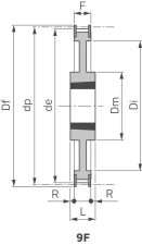 Koło pasowe zębate Poly Chain® pod Taper Lock® 14M 50S 20/2F, TL3020 - 4