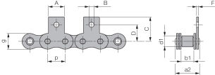 Łańcuch rolkowy standardowy z zabierakiem DIN 8187 jednorzędowy 1”x17,02mm, zabierak  M1/02 - 2