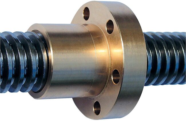 Nakrętka trapezowa z kołnierzem lewa, brąz Tr 30x6