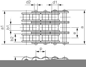 Łańcuch rolkowy IWIS DIN 8187 trzyrzędowy 1”x17,02mm - 2