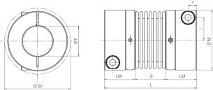 Piasta sprzęgła bezluzowego mieszkowego SERVOPLUS® zaciskowa, aluminiowa   GSP 38M F25 - 3