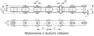Łańcuch rolkowy standardowy o przedłużonej podziałce jednorzędowy C208AL   - 2