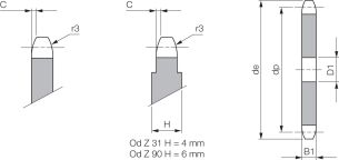 Koło łańcuchowe bez piasty jednorzędowe 1/2''x1/8'' Z37 - 2