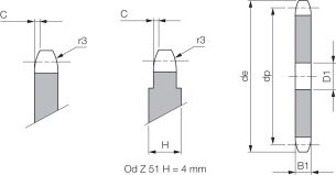 Koło łańcuchowe bez piasty jednorzędowe 5x2,5mm Z9 - 2