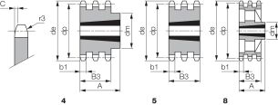 Koło łańcuchowe pod Taper Lock® trzyrzędowe 3/4''x7/16'' Z15, TL1615 - 2