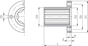 Tuleja wieloklinowa DIN ISO 14 z kołnierzem, KN 21x25 stal C45 - 2