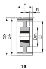Koło pasowe zębate profil HTD® pod Taper Lock® TL 144 14M 40/20, TL3020 - 3