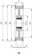 Koło pasowe zębate Poly Chain® pod Taper Lock® 14M 32S 37/6F, TL2517 - 4