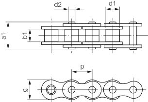 Łańcuch rolkowy nierdzewny standardowy DIN 8187 jednorzędowy 1/2”x5/16” - 2